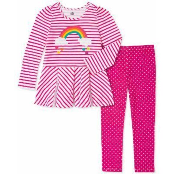 Kids Headquarters Other - Toddler Girl 2T Pink Rainbow Tunic & Polka Dot Leggings